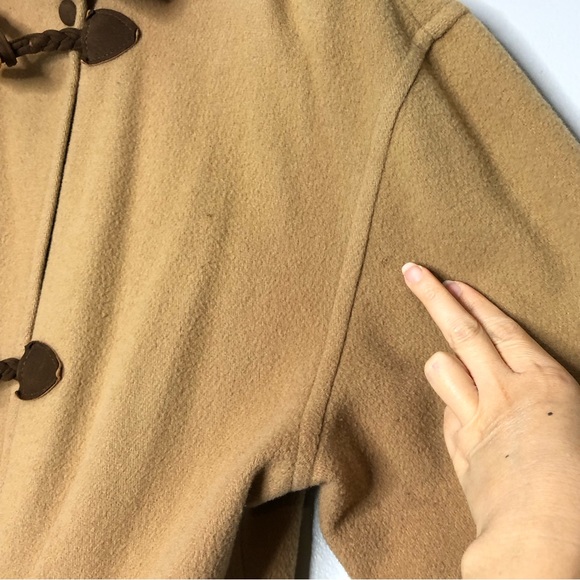 Talbots Camel Duffle Long Coat 100% Wool Removable Hooded Toggle Overcoat Jacket - Picture 8 of 16